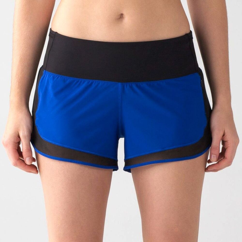 Lululemon Mind Over Miles Short (3.5") Jet Stream Blue / Black EUC Size 6